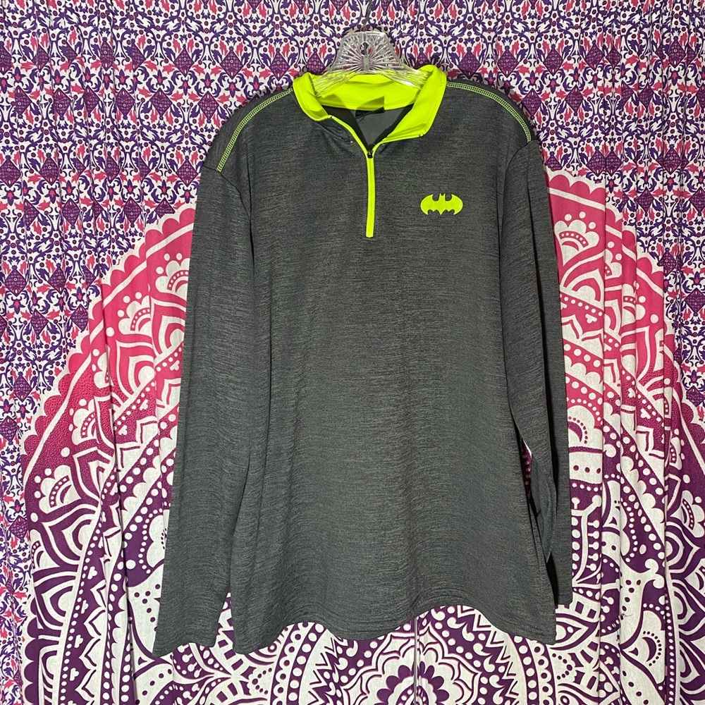 Batman Pullover Gray Yellow Jacket Size XL
